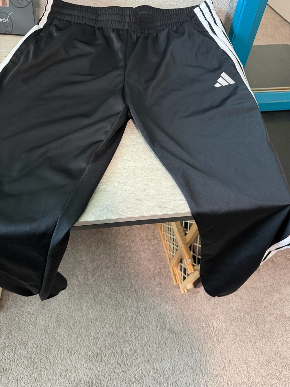adidas Black Track Pants with White Stripes